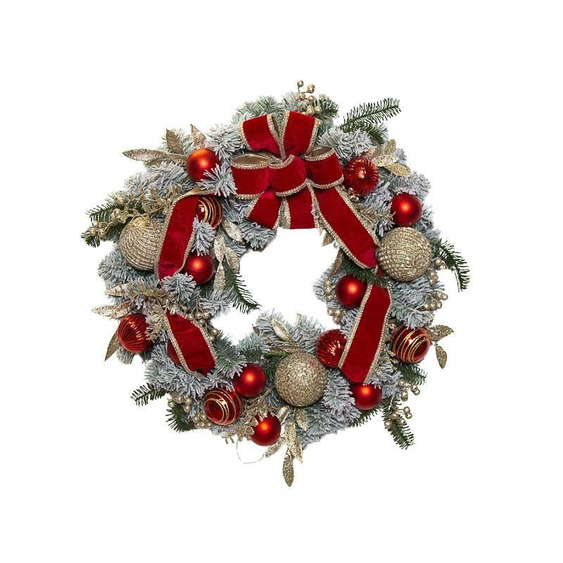 Luxury Red & Gold Bow Wreath