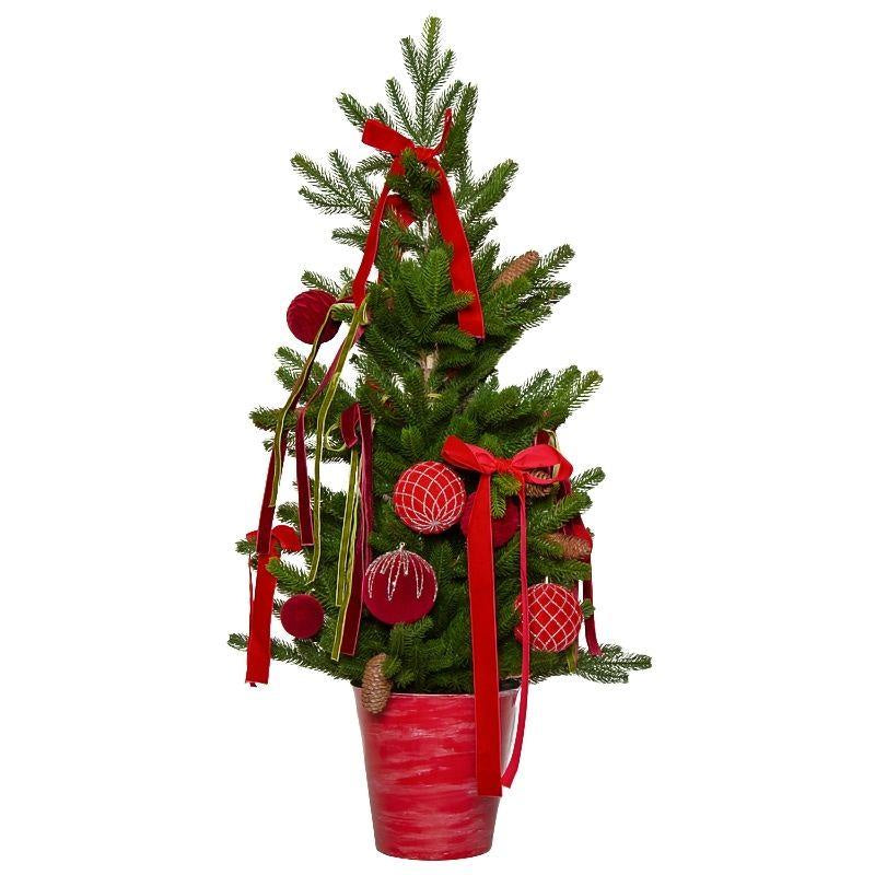 Potted Pine Tree with Baubles & Bows H:120CM