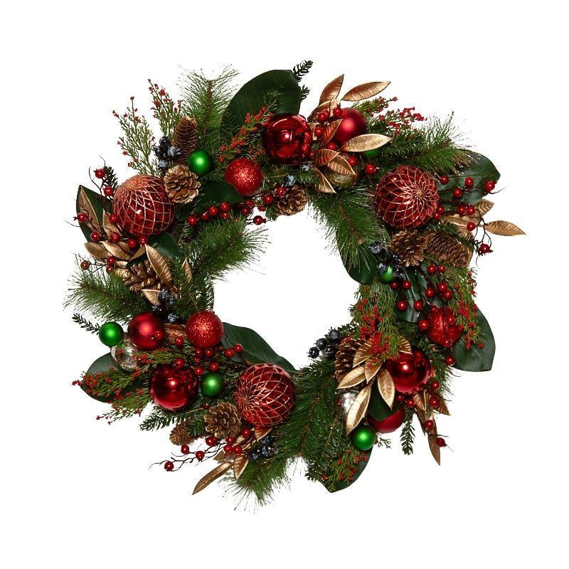 Pine Needle Wreath with Christmas Balls H:70CM