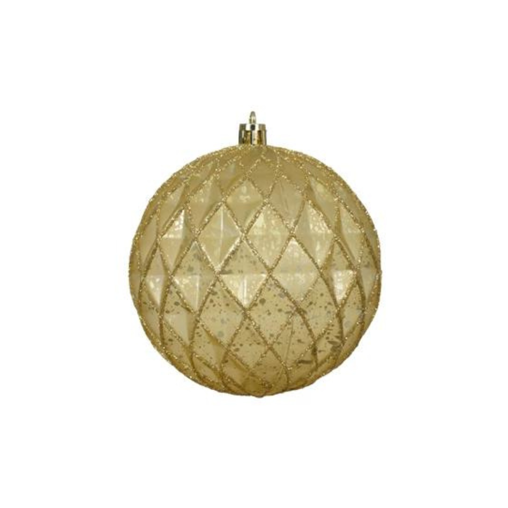 Diamond Patterned Gold Bauble, 10cm