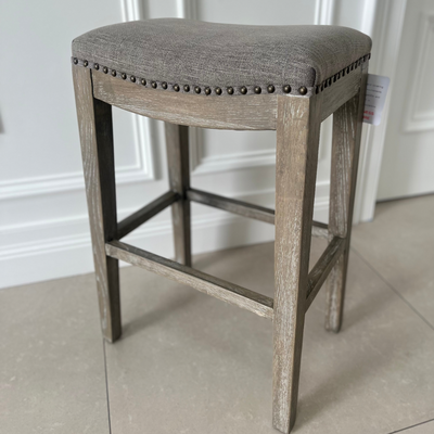 Saddle Stool Grey Linen