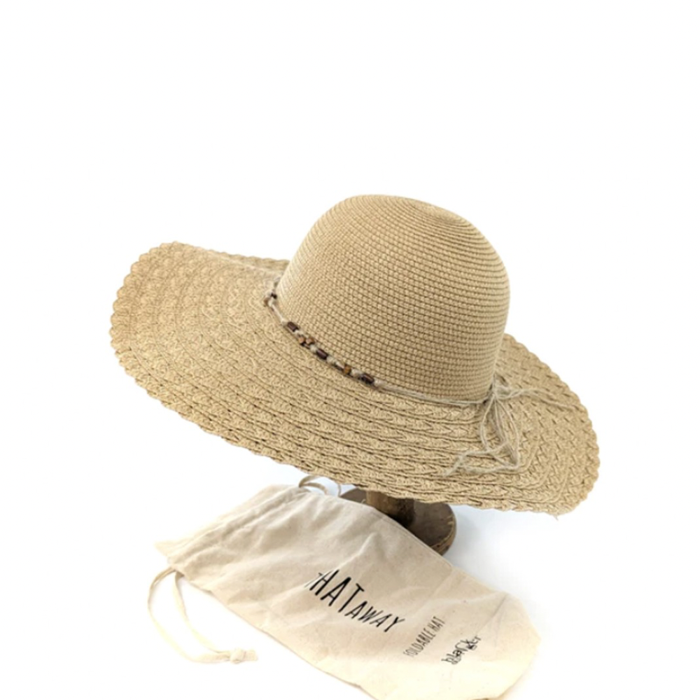 Summer Hat Foldable Wide Brim with Beads