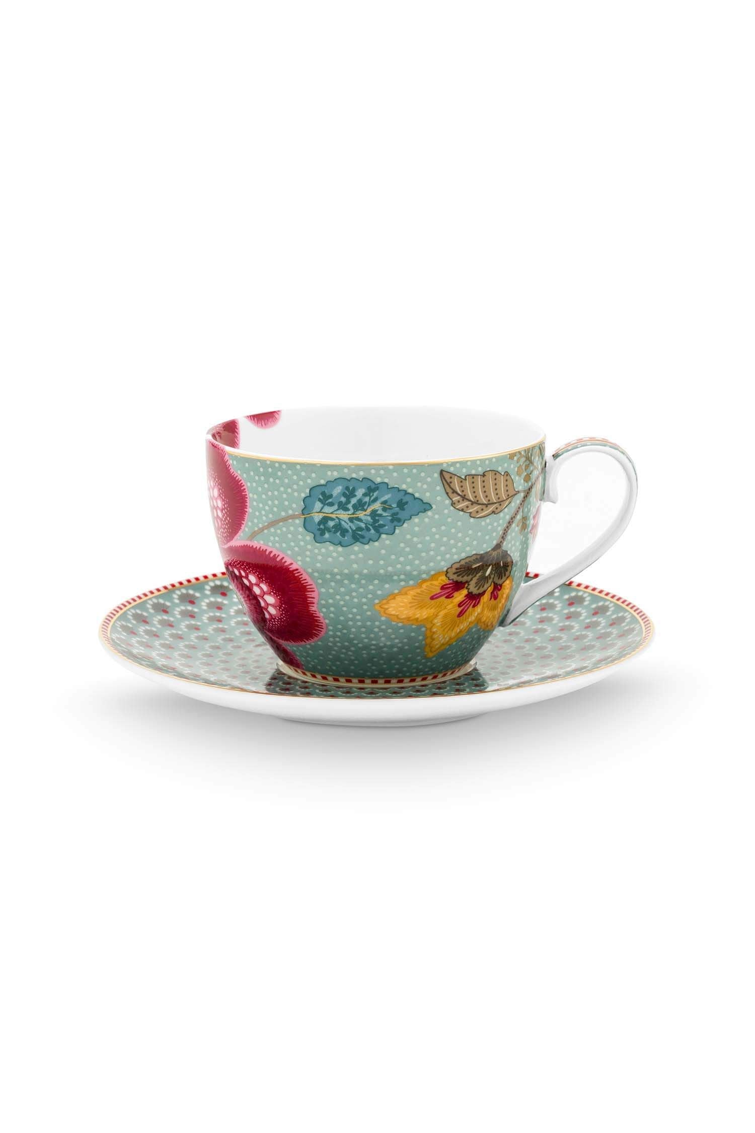 Cup and Saucer Blooming Tales Fantasy Blue