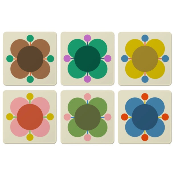 Atomic Flowers Set of 6 Coasters