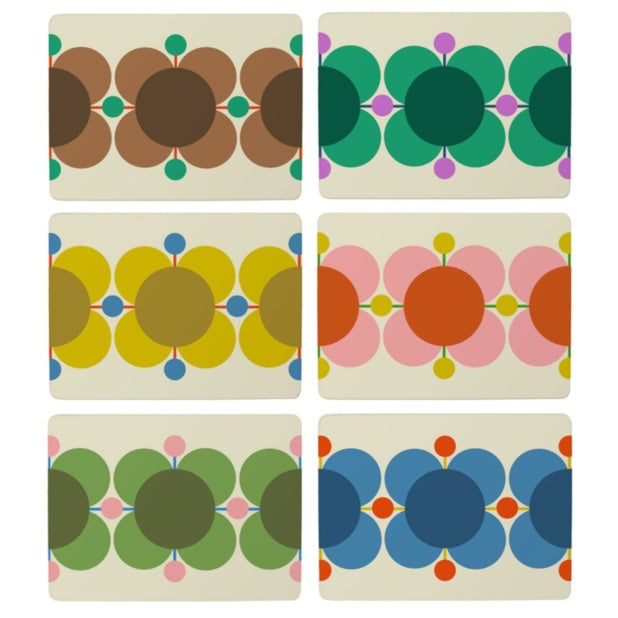 Atomic Flowers Set of 6 Placemats