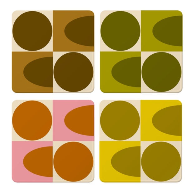 Spot Square Oval Set of 4 Coasters