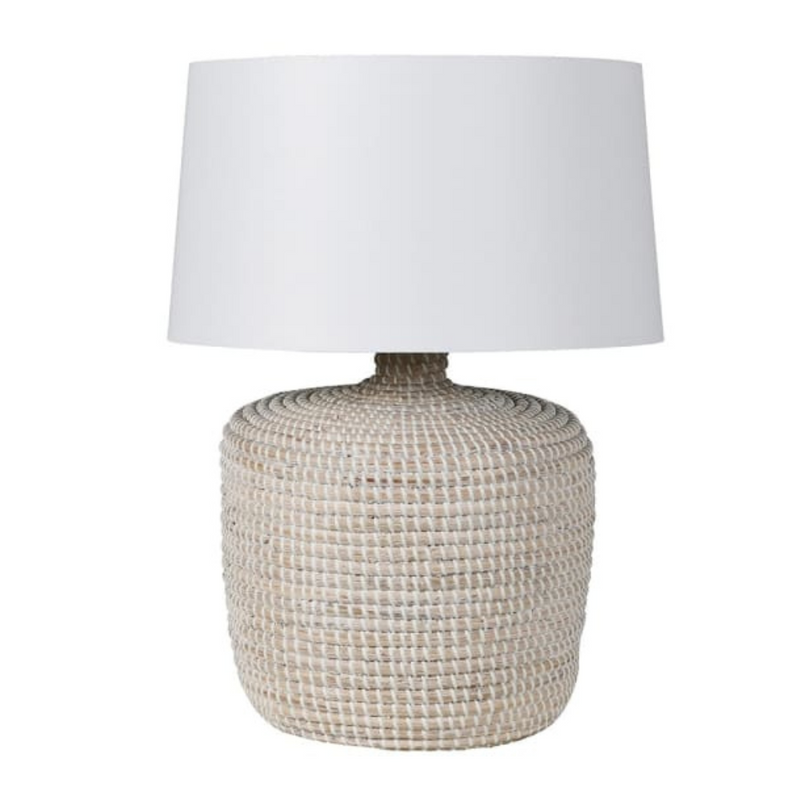 White Wash Seagrass Table Lamp