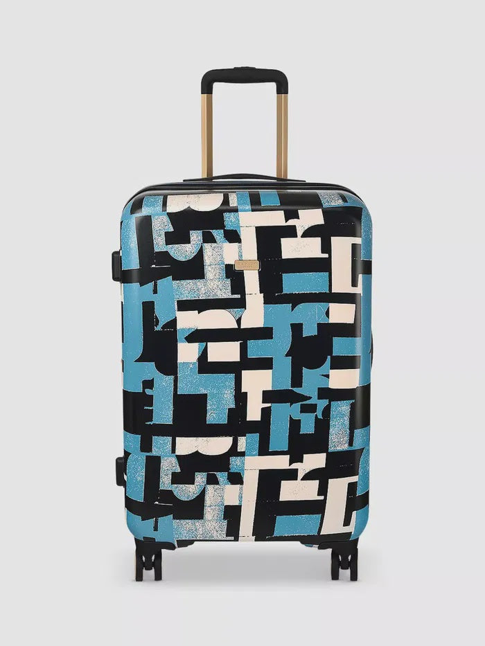 Abstract Geo 4 Wheel Suitcase, Azure
