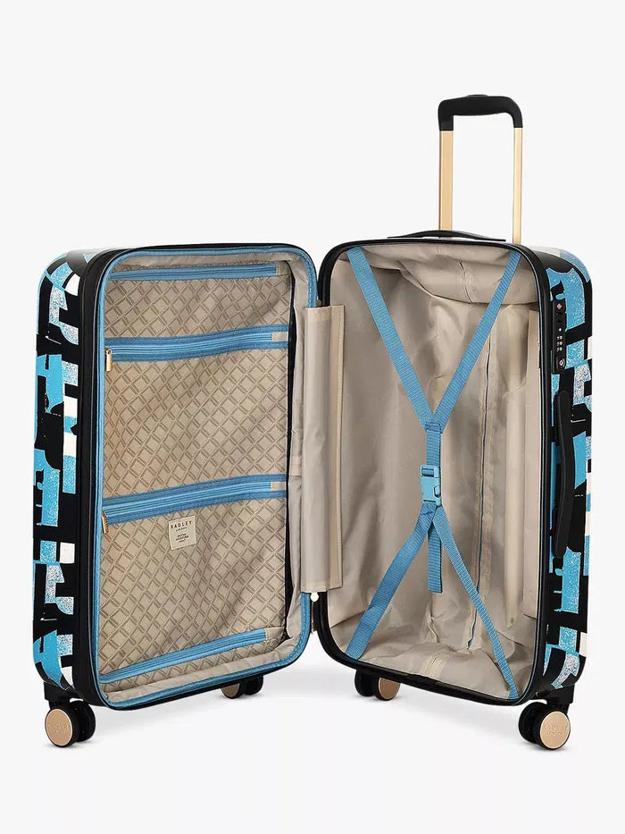 Abstract Geo 4 Wheel Suitcase, Azure