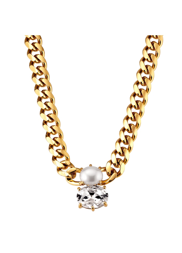 Holl Pearl & Clear Stone Necklace
