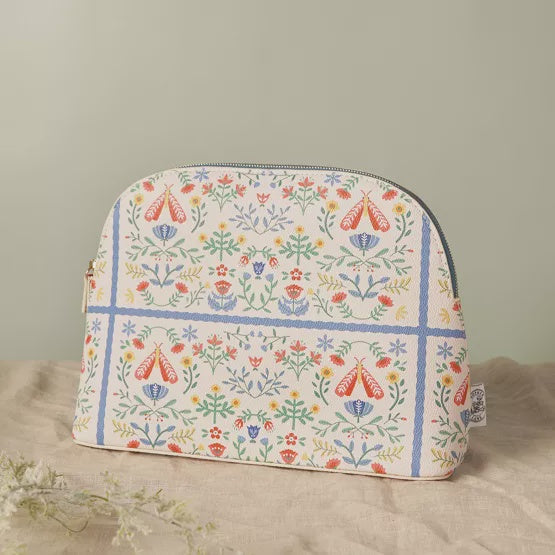 Sophia Lane Large Floral Make-Up Bag - Cream