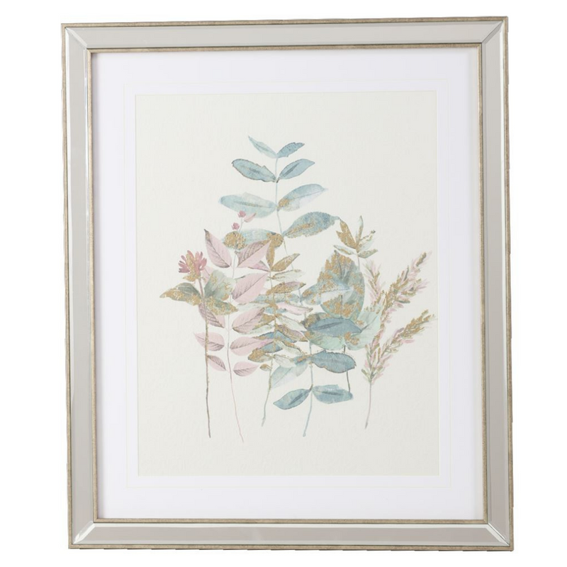 Wild Flower With Gold Leave in Mirrored Frame, A