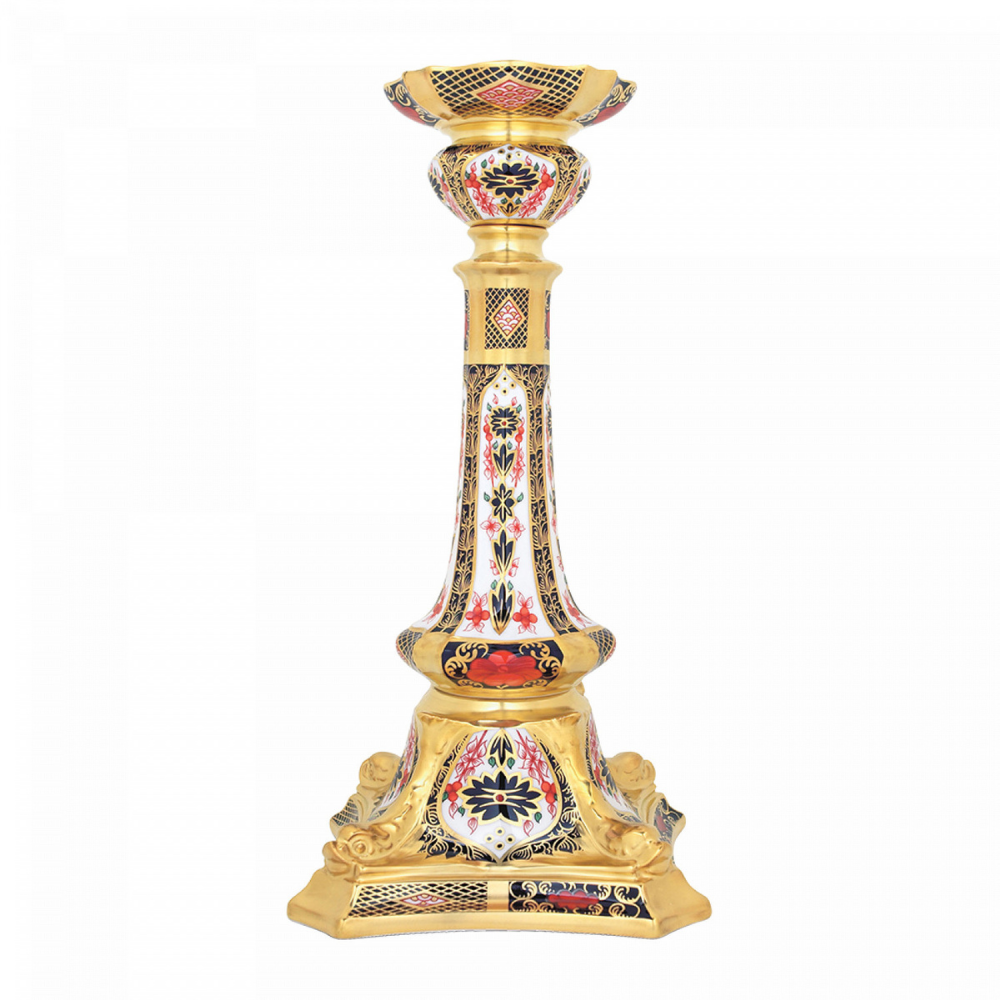 Old Imari Solid Gold Band Large Candlestick