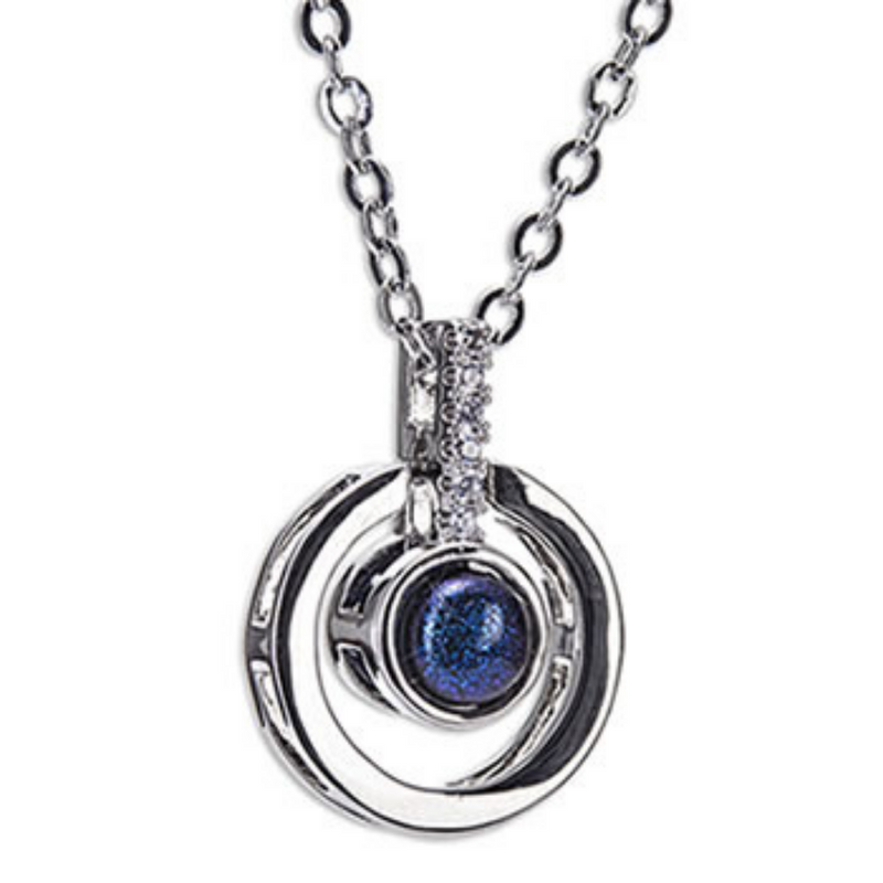 Silver Diamantie Blue Stone Necklace