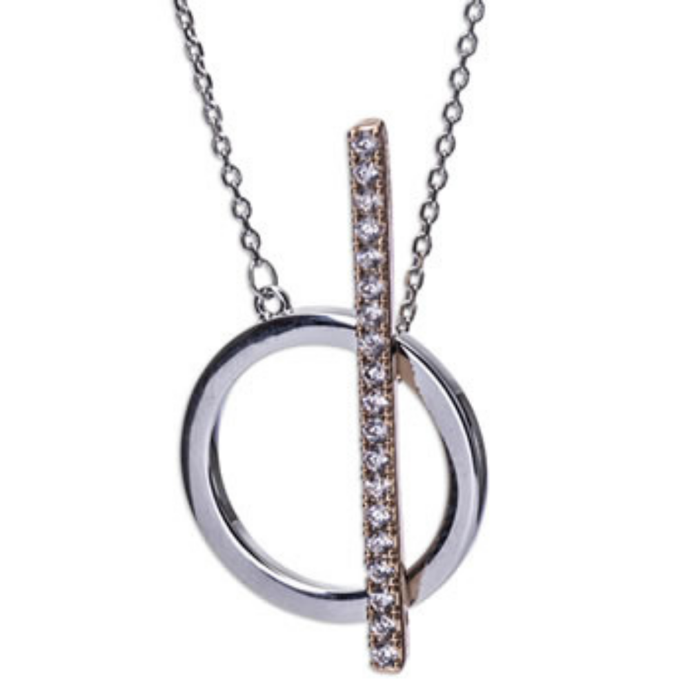 Silver & Rosegold T-Bar Necklace