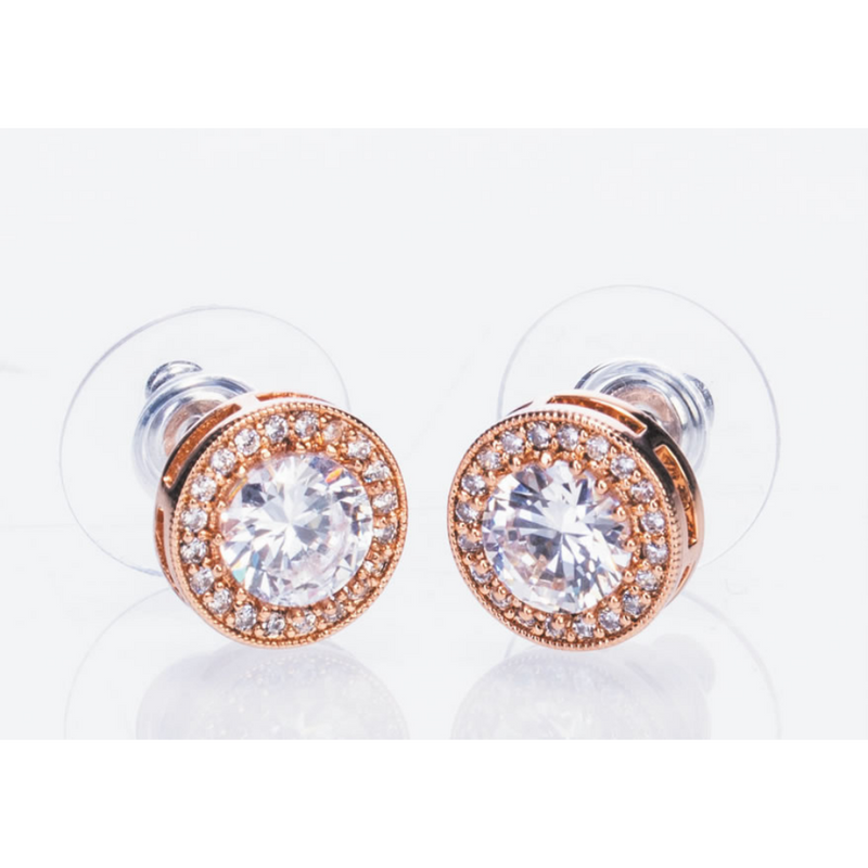 Rose Gold White Stone & Diamante Earrings