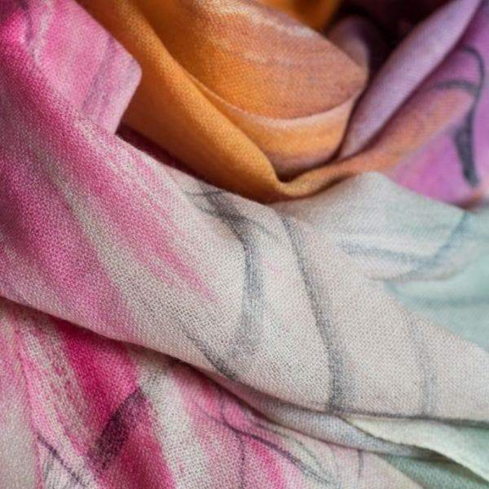 Dusk, Pink & Orange Merino Wool Scarf