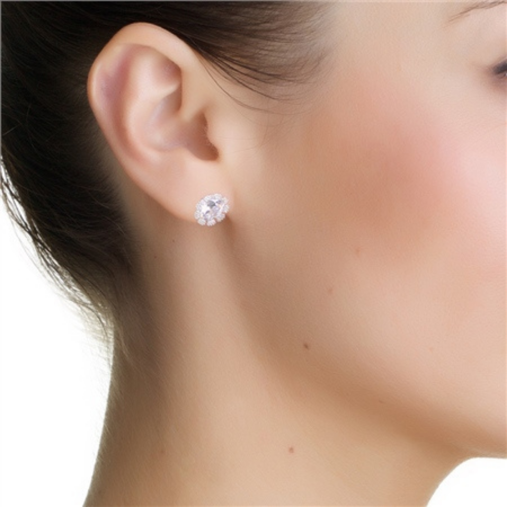 Small Flower Clear Stone Earrings