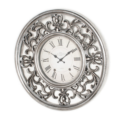 Ornate Clock 65cm Antique Silver