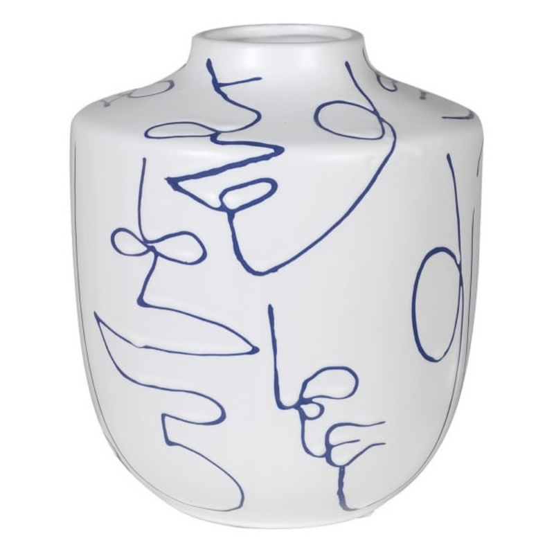 Blue Face Ceramic Vase, 23cm