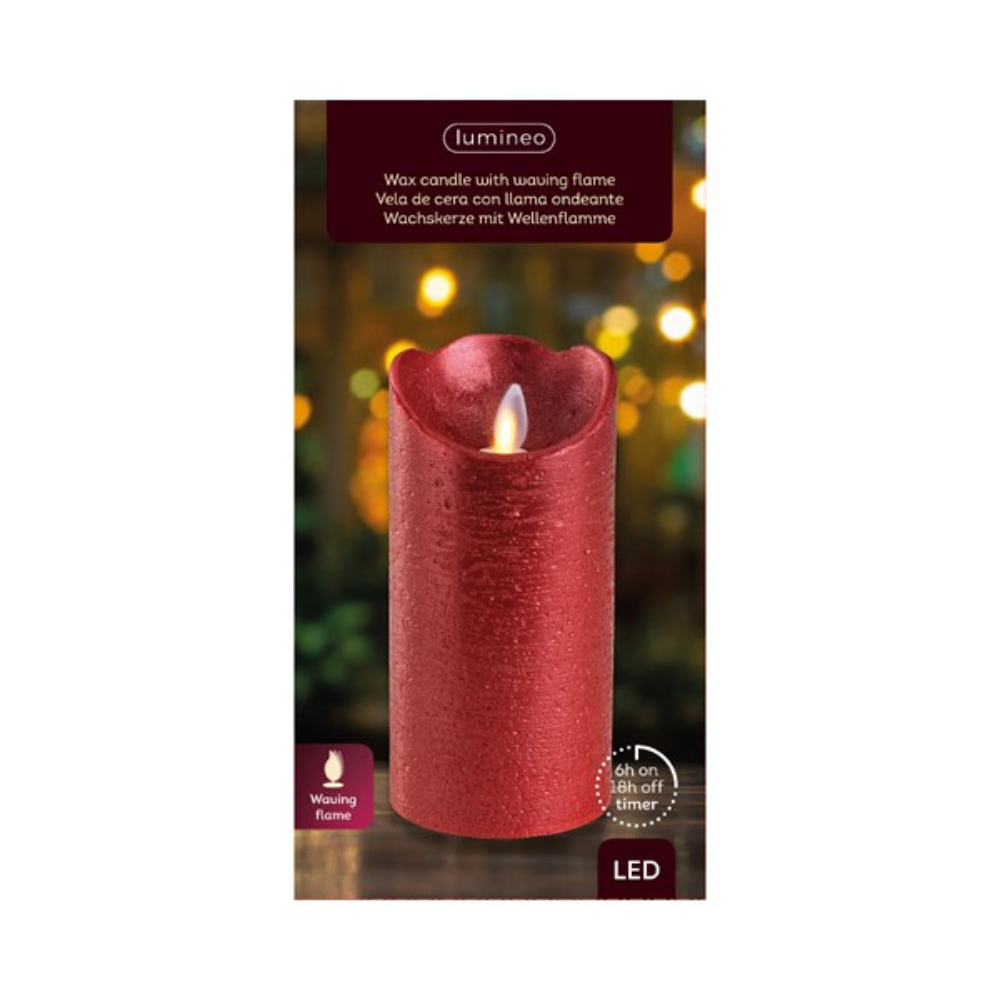 Metallic  Red LED Wax Candle 15cm