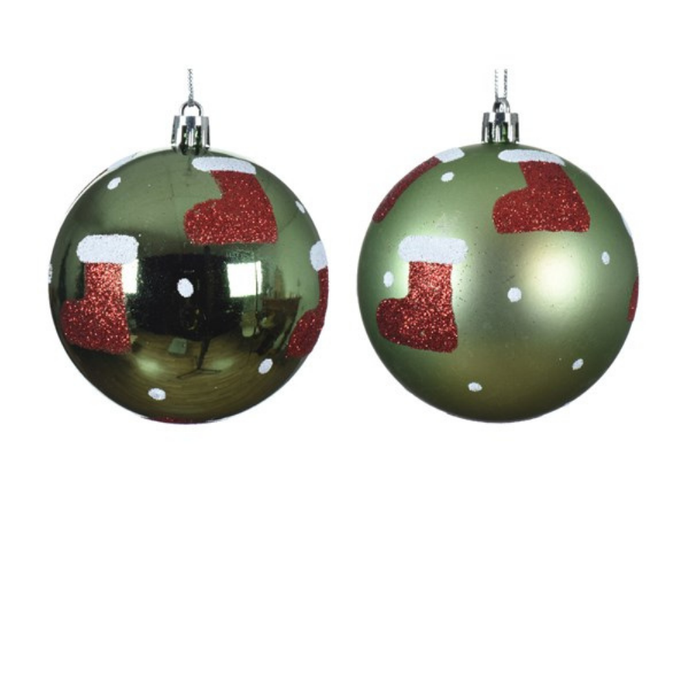 Mistletoe Green Bauble With Stockings