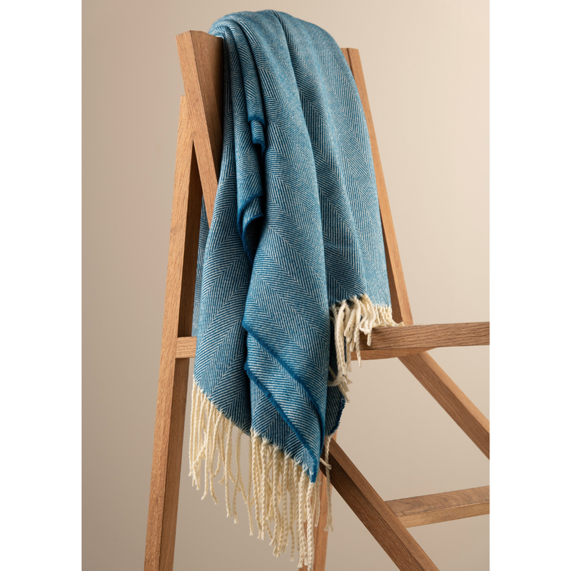 Herringbone Throw, Atlantic Blue