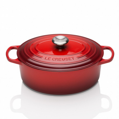 Signature Cast Iron Oval Casserole 27cm, Cerise