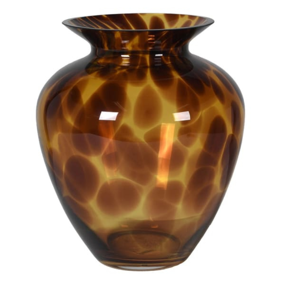 Leopard Print Glass Vase, 25cm