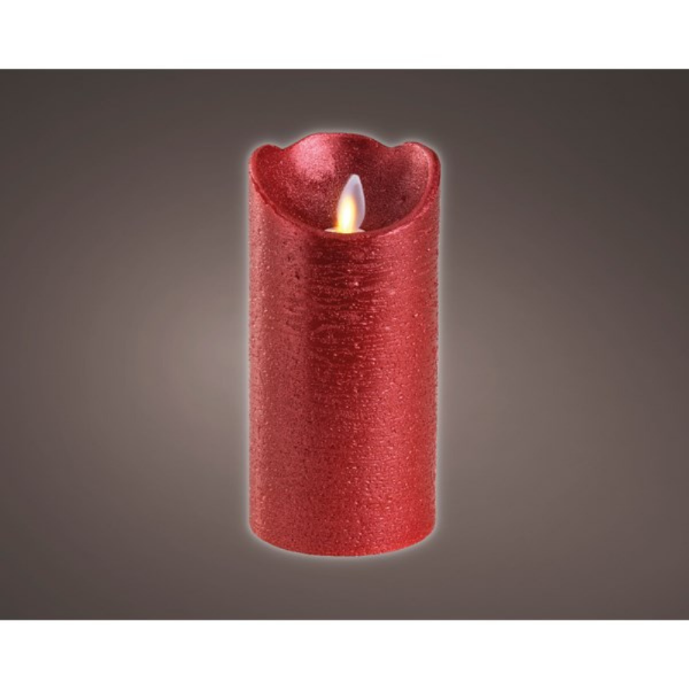 Metallic  Red LED Wax Candle 15cm