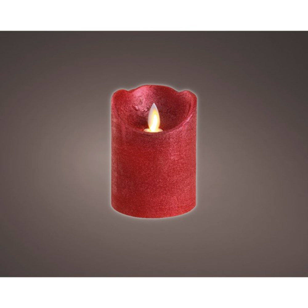 Metallic  Red LED Wax Candle 10cm