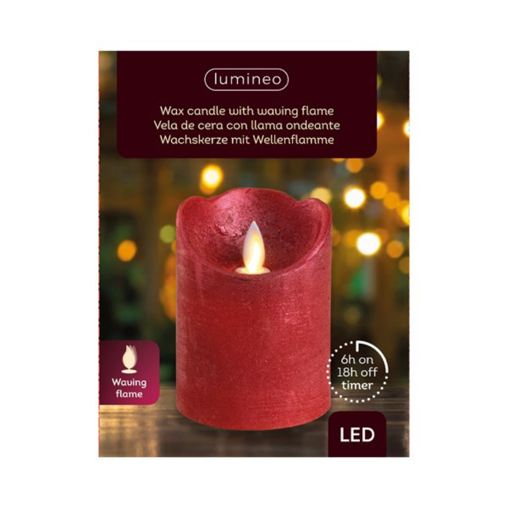 Metallic  Red LED Wax Candle 10cm