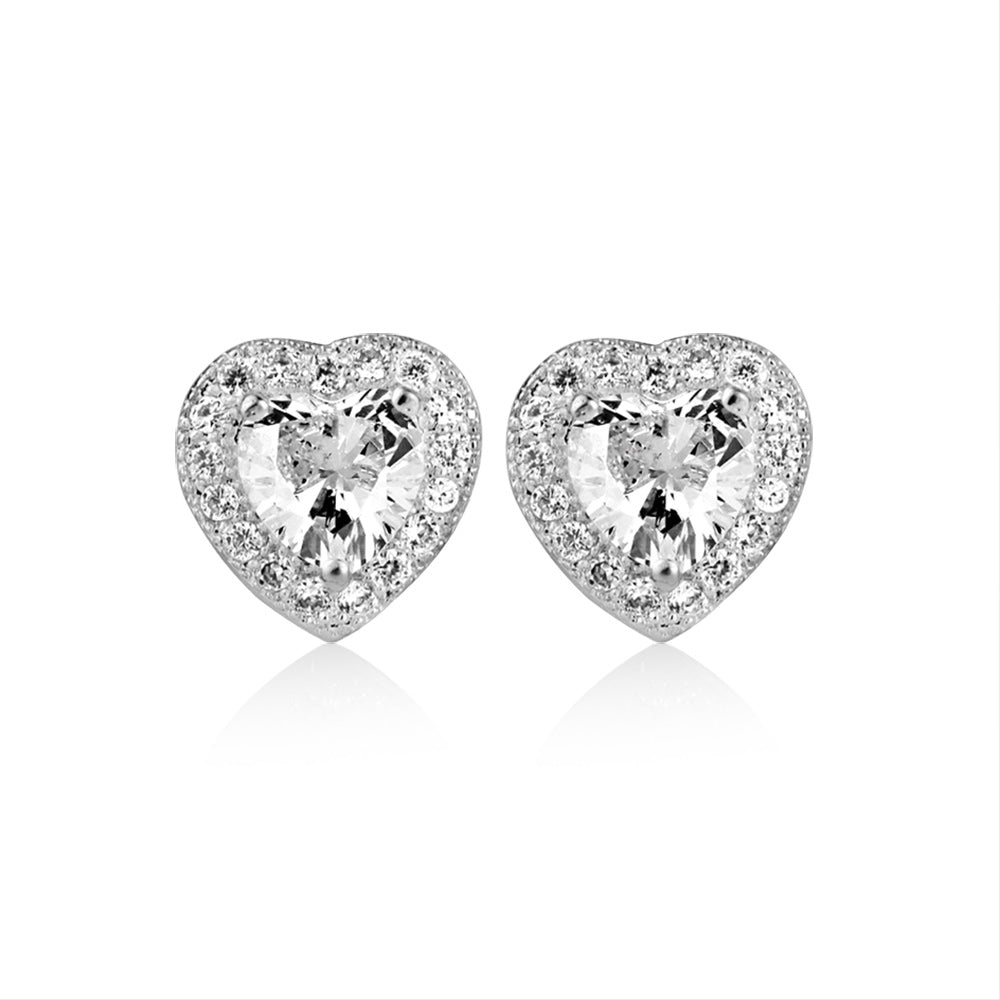 Clear Stone Heart Earrings