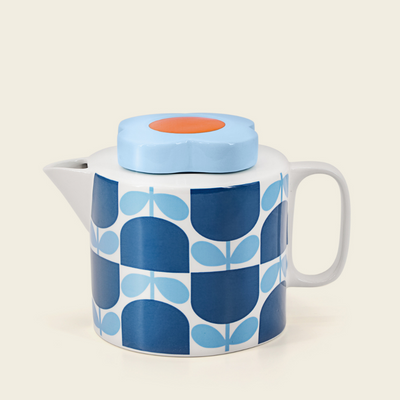 Block Flower Teapot, Navy