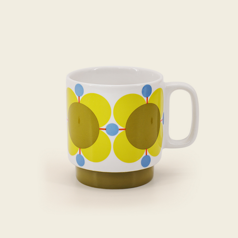 Atomic Flower Set of 2 Mugs, Sky/ Sunflower