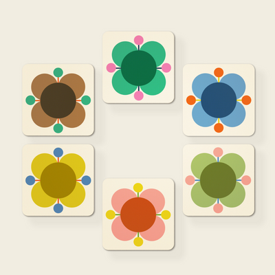 Atomic Flower Set of 6 Coasters