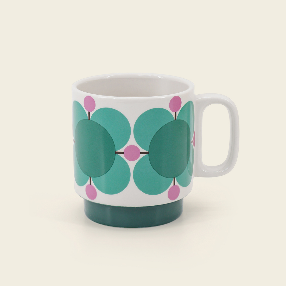 Atomic Flower Set of 2 Mugs, Jewel/ Latte