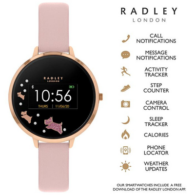 Leather Strap Smart Watch, Rose Gold and Pink