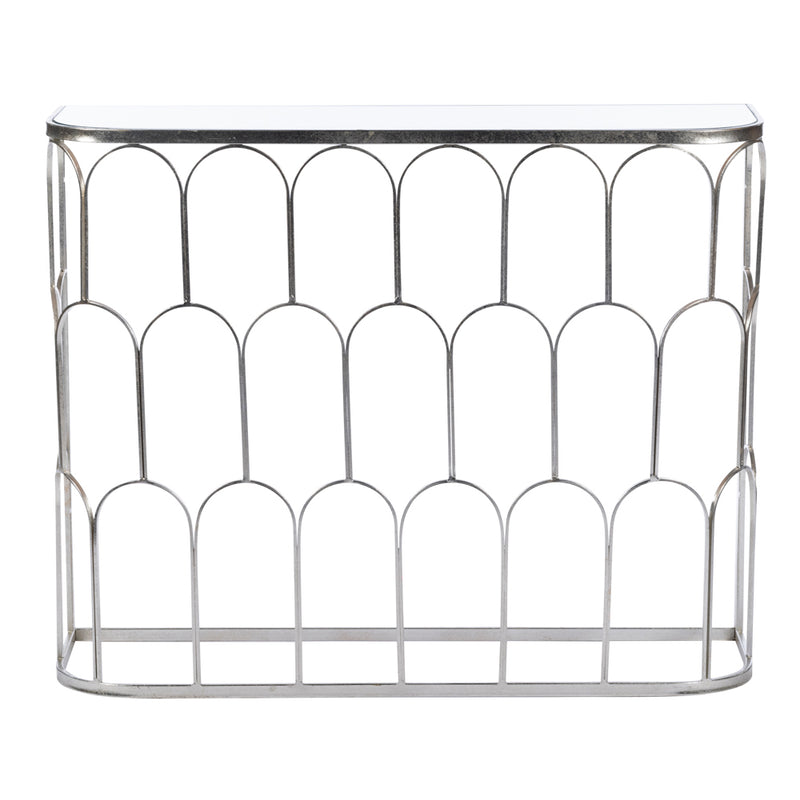 Odessa Mirrored Console Silver Leaf