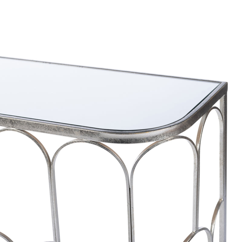 Odessa Mirrored Console Silver Leaf