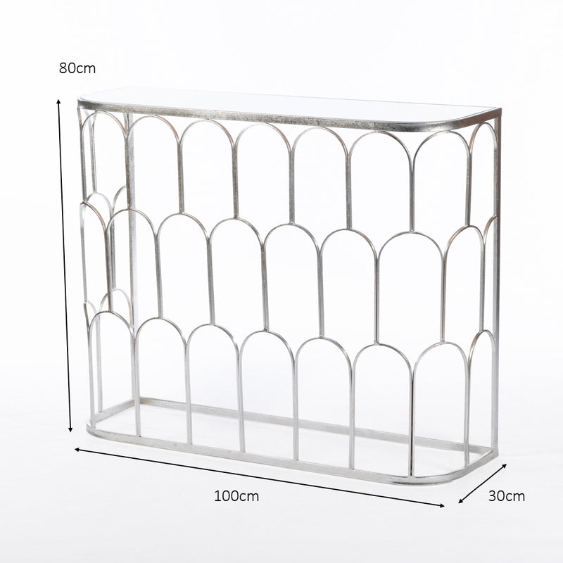 Odessa Mirrored Console Silver Leaf