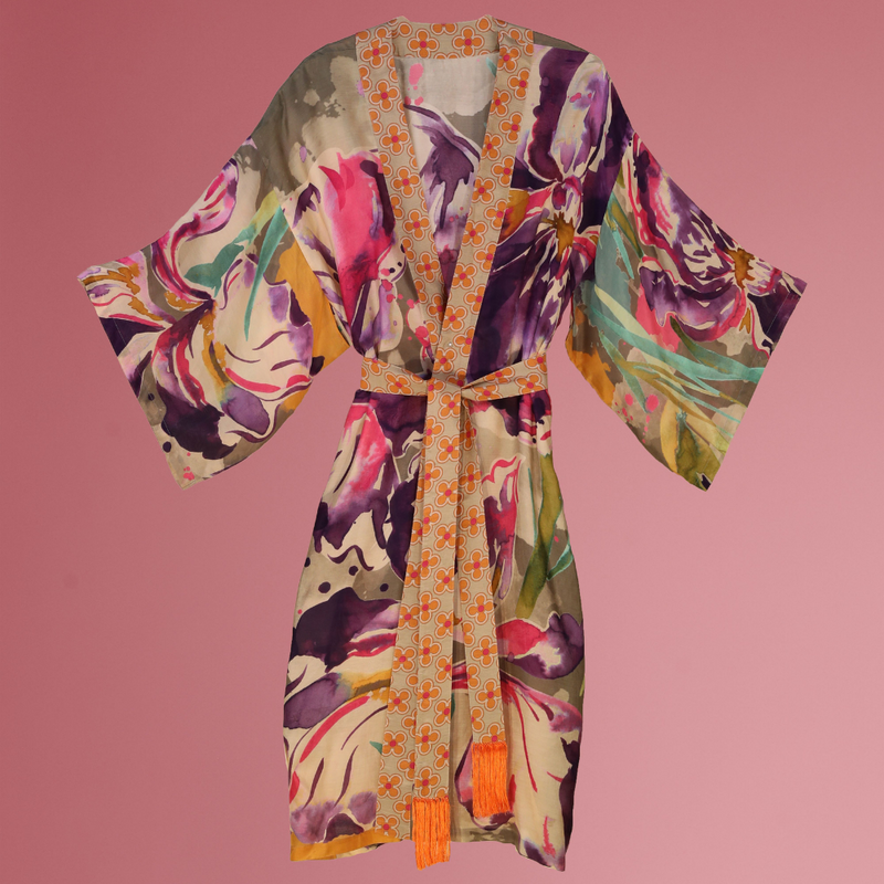 Sage Iris Kimono Gown