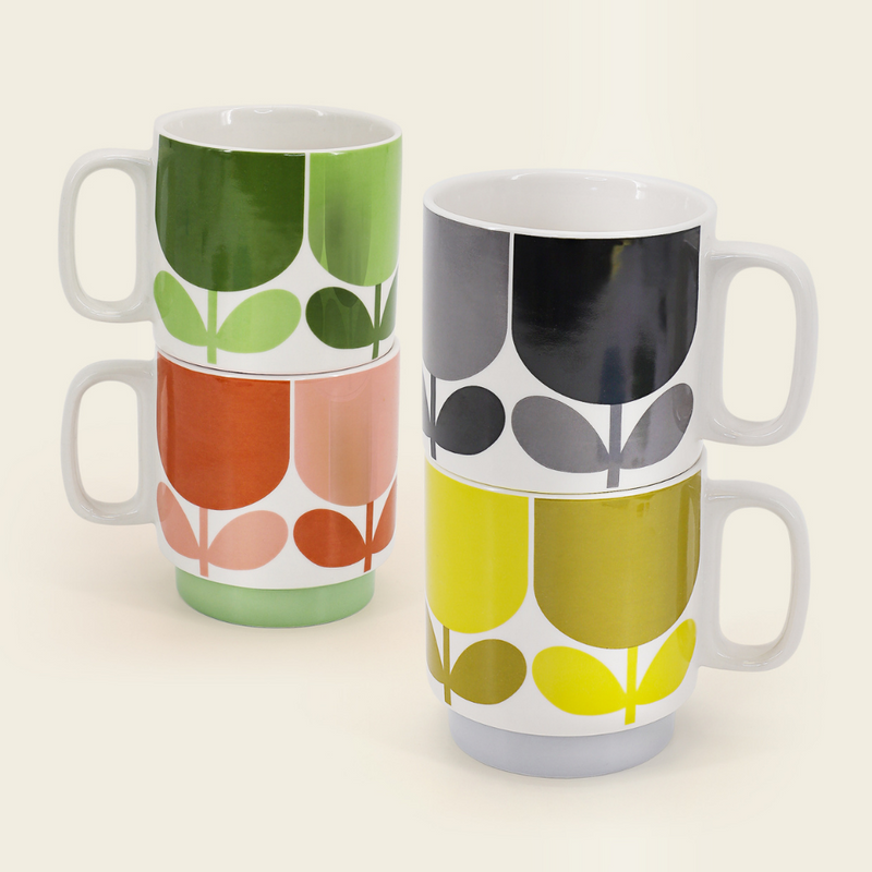 Block Flower Set of 4 Stacking Mugs