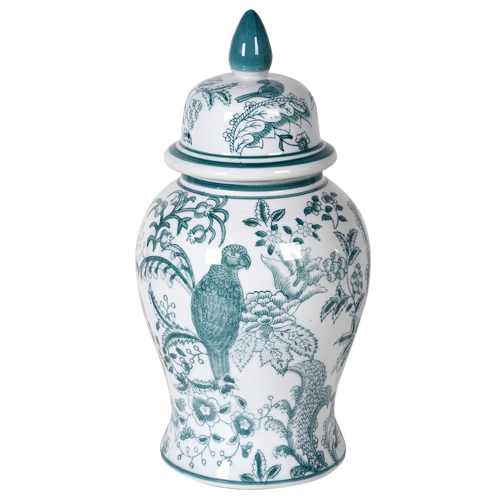 Soft Green and White Temple Jar
