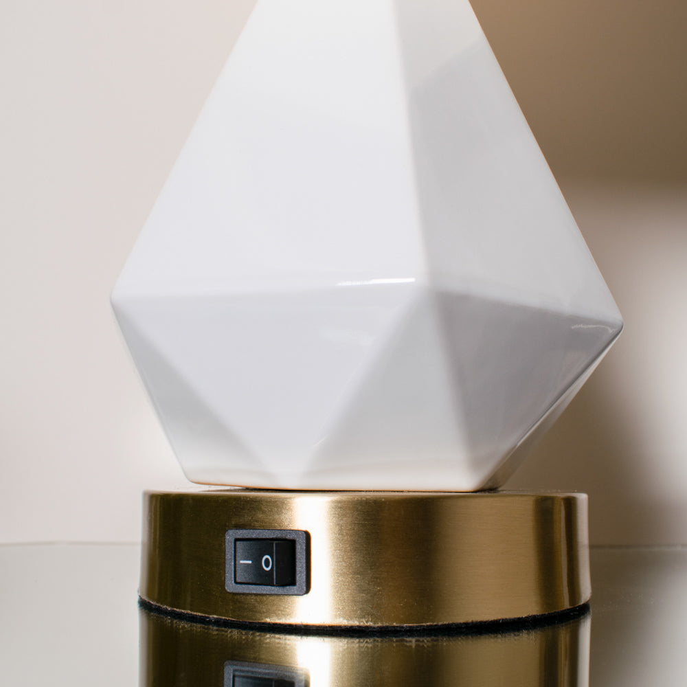 Geometric Bedside Lamp White/gold