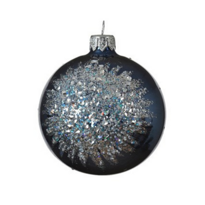 Glass Bauble - Shiny Diamonds - Nightblue