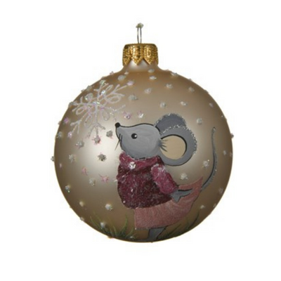 Christmas Mouse Glass Bauble
