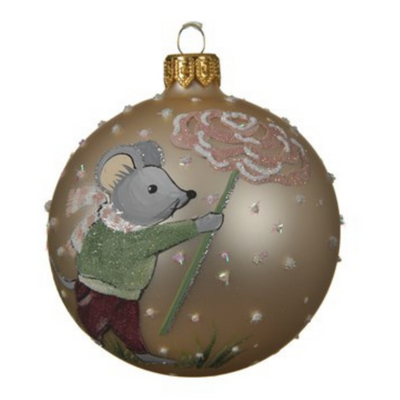 Christmas Mouse Glass Bauble
