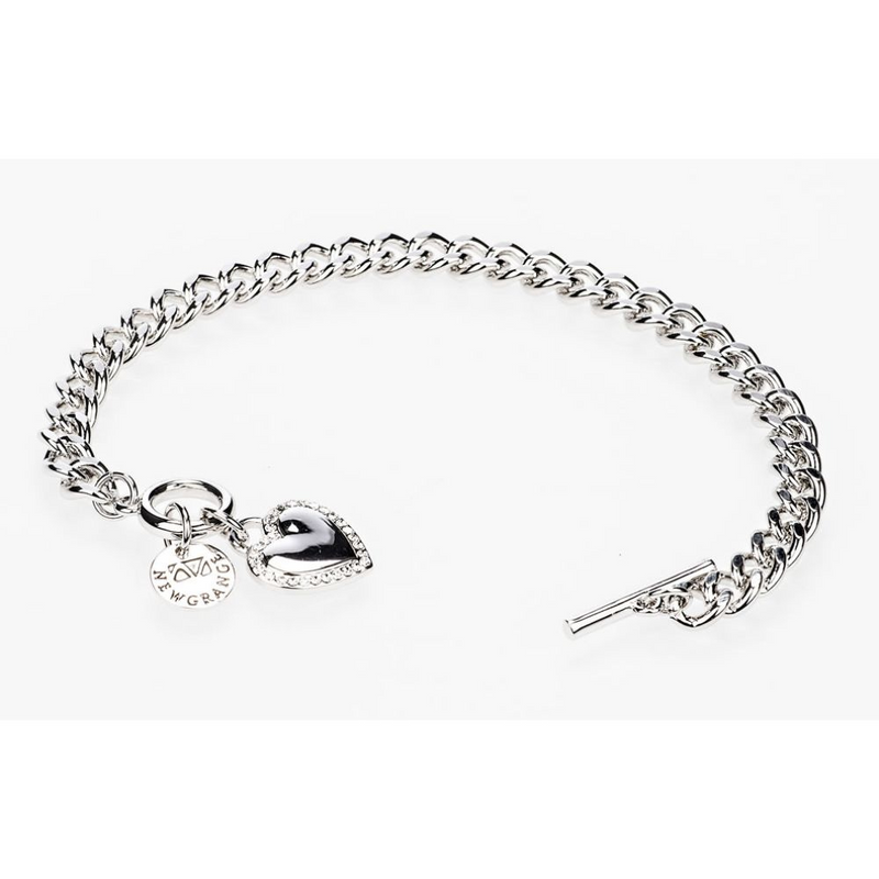 Silver Diamante Heart Toggle Bracelet