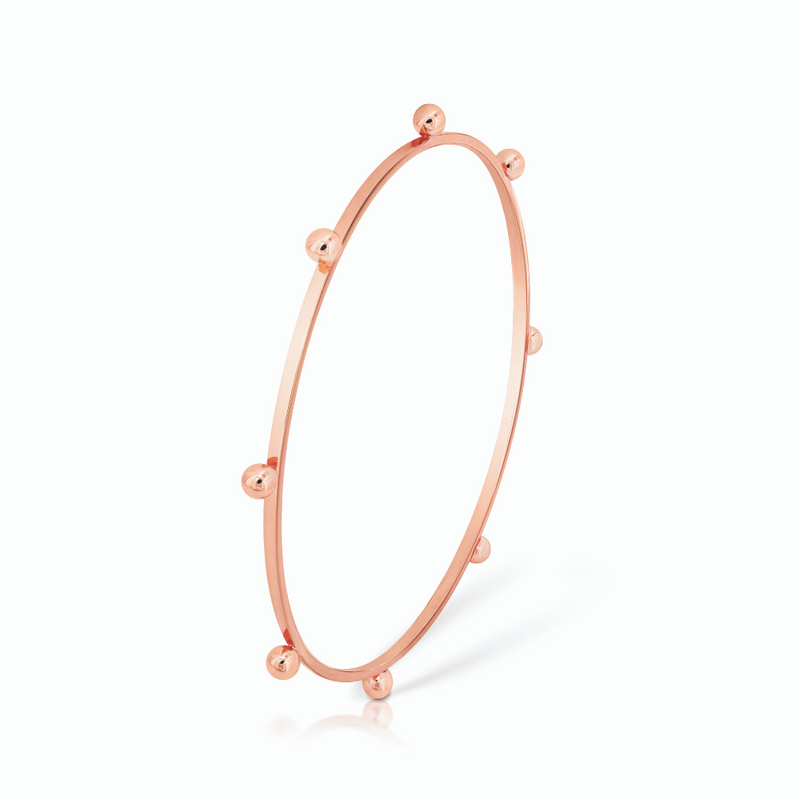 Romi Rose Gold Bead Bangle - Berry